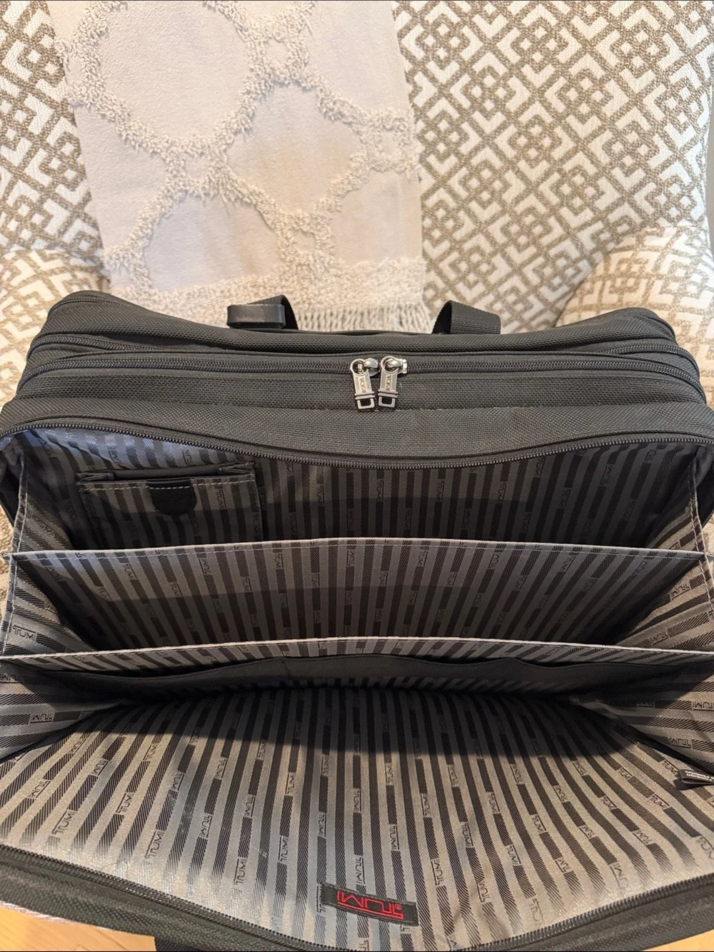 Tumi Black Laptop Briefcase with Red Logo Tag